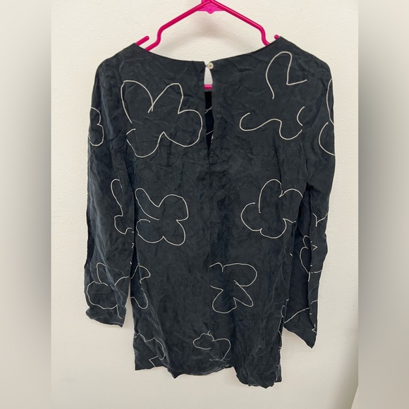 NWT MADEWELL Floral Dress Womens XXS Mini Shift NEW Black Print Bell Sleeves - Picture 5 of 6